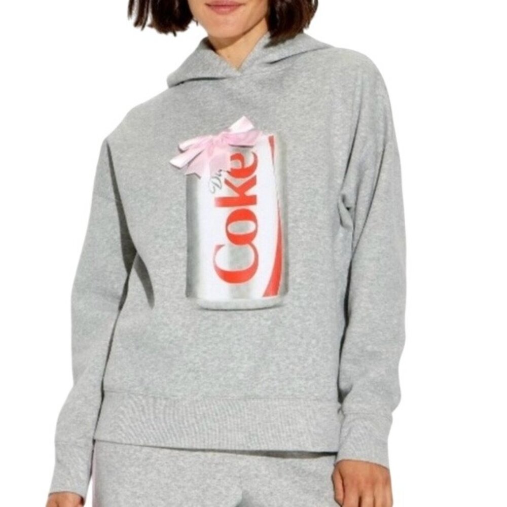 Diet Coca Cola Coke Hoodie Pink Bow XXS New Relaxed Fit Women's Oversized